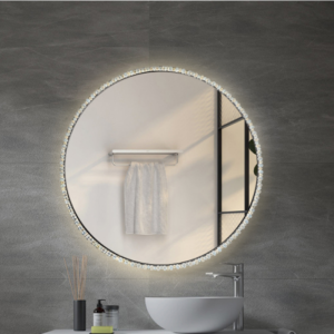 Custom Mirrors for Bathroom Classic Marble Texture LED Mirror with Radiant Acrylic Frame in Bulk