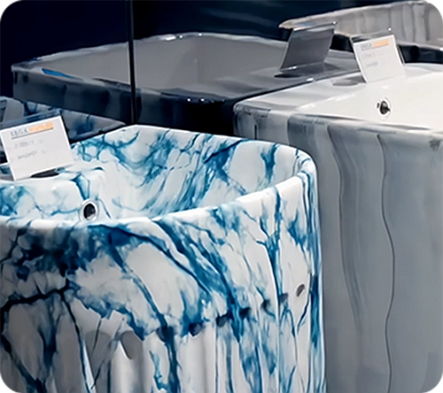 Innovative Marble-Patterned Column Washbasin Customization Solution