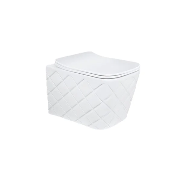 Wall-Mounted Toilet Wholesale, Designer Diamond Pattern Ceramic Toilet Custom (2)