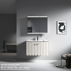 Wholesale Plywood Bathroom Cabinet Modern Bathroom Vanity with Scalloped Facade Supplier 3202-80