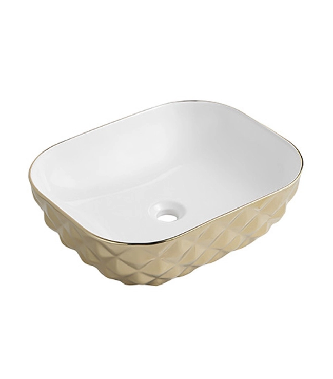 Wholesale gold countertop basins with diamond pattern