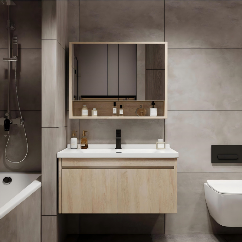 armário de casa de banho por atacado flutuante para casa de banho com lavatório fornecedor SJ005