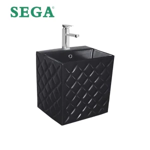 Black Bathroom Wash Basin Wholesale Patent Diamond Textured Bathroom Sink for Boutique Hotels P-7074W
