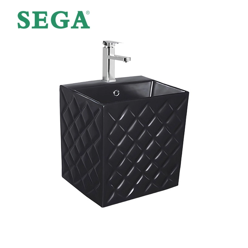 Black Bathroom Wash Basin Wholesale Patent Diamond Textured Bathroom Sink for Boutique Hotels P-7074W