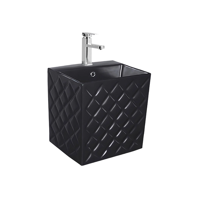Black Bathroom Wash Basin Wholesale Patent Diamond Textured Bathroom Sink for Boutique Supplier Hotels P-7074W