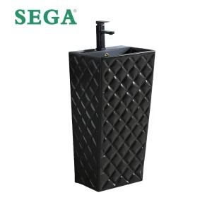 Black Pedestal Basin Custom, Diamond Designer Floor-Standing Sink in Bulk P-7174L