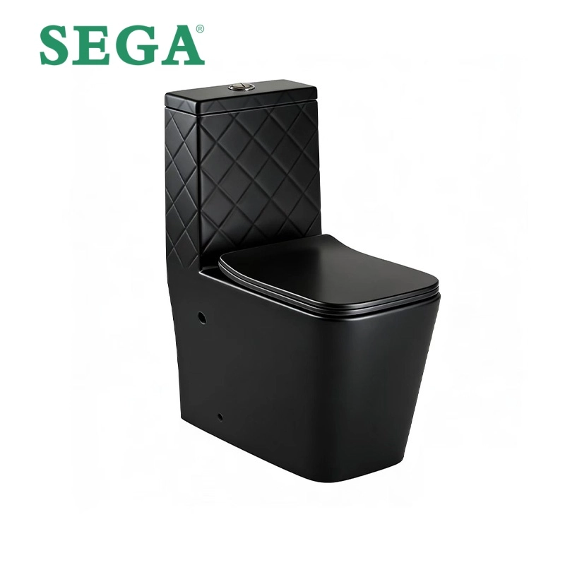 Custom Black One-Piece Toilet, Luxury Matte Siphonic Toilet in Bulk M-9174