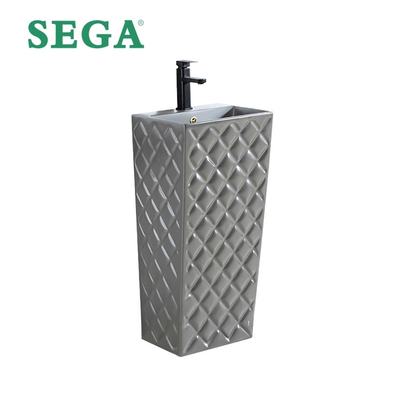 Luxury Pedestal Wash Basin Custom, One-Piece Floor-Standing Art Basin Supplier P-7174L