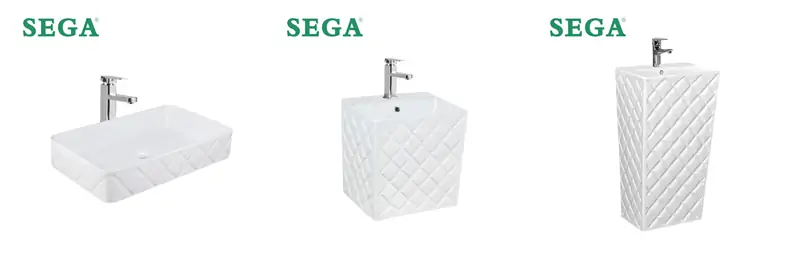 SEGA Designer Sanitary Ware Diamond Series White Wash Basin System