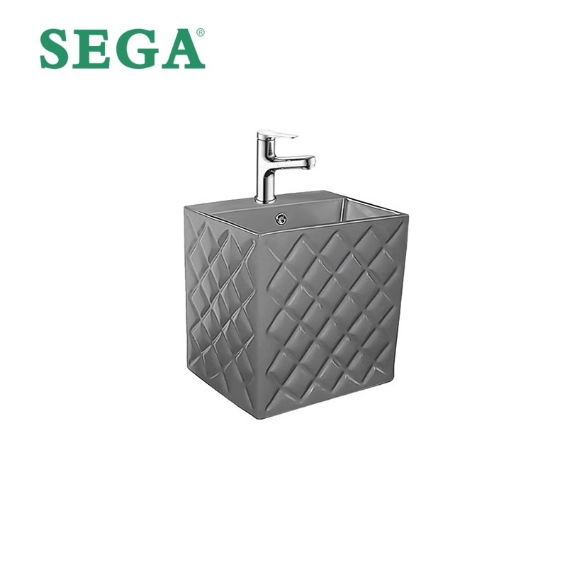Lavabo de Pared al por Mayor, Gris Mate en Relieve Fregadero de Cerámica Proveedor P-7074W