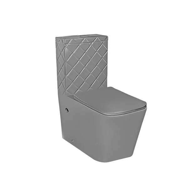 Wholesale Toilet One-Piece Matte Gray, Patented 3D Diamond Texture Dual-Flush Toilet Supplier M-9174 M-9174