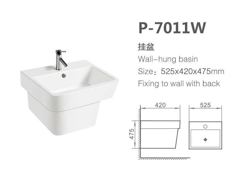 Wholesale Wall Hung Basin, Matte Finish Ceramic Floating Sink Custom P-7011W (2)