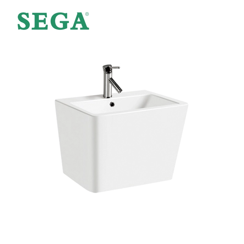 Custom Bathroom Wash Basin Wall Mounted, Ceramic Floating Sink Matte White Glaze Finish P-7030W in Bulk