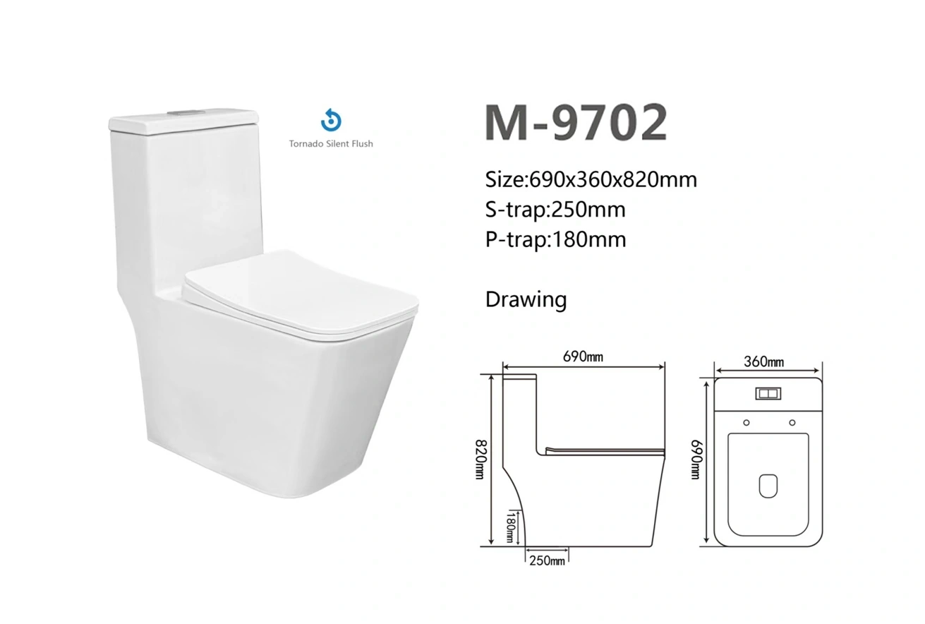 Modern One-Piece Toilet Custom, Tornado Silent Washdown Flush M-9702 Wholesale