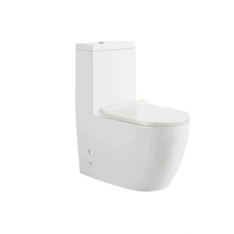 Rimless One-Piece Toilet Custom, White Ceramic Washdown Toilet with Slim Rounded Design M-9057 Wholesale