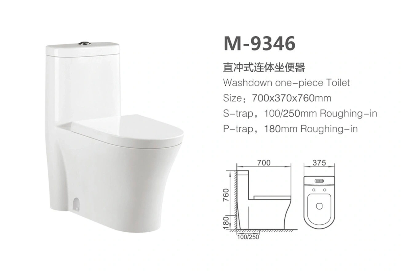 Wholesale Toilet Single Piece, Washdown Ceramic Integrated Commode with S-Trap P-Trap Drain Options M-9346 Custom