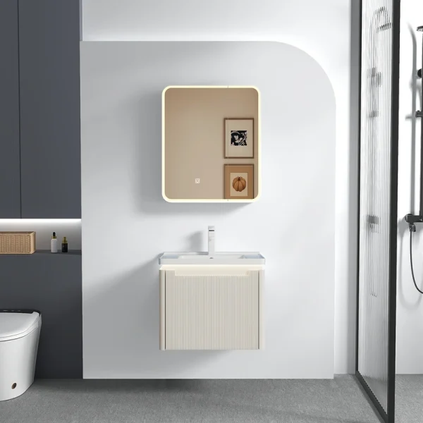 Wholesale Vanities for Bathrooms White Bathroom Cabinets Floating PVC Design SJP1047