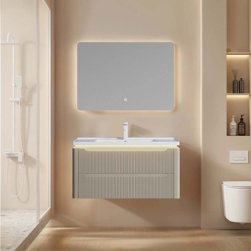 Exporter PVC Bathroom Cabinets SJP1002-100-Khaki-1